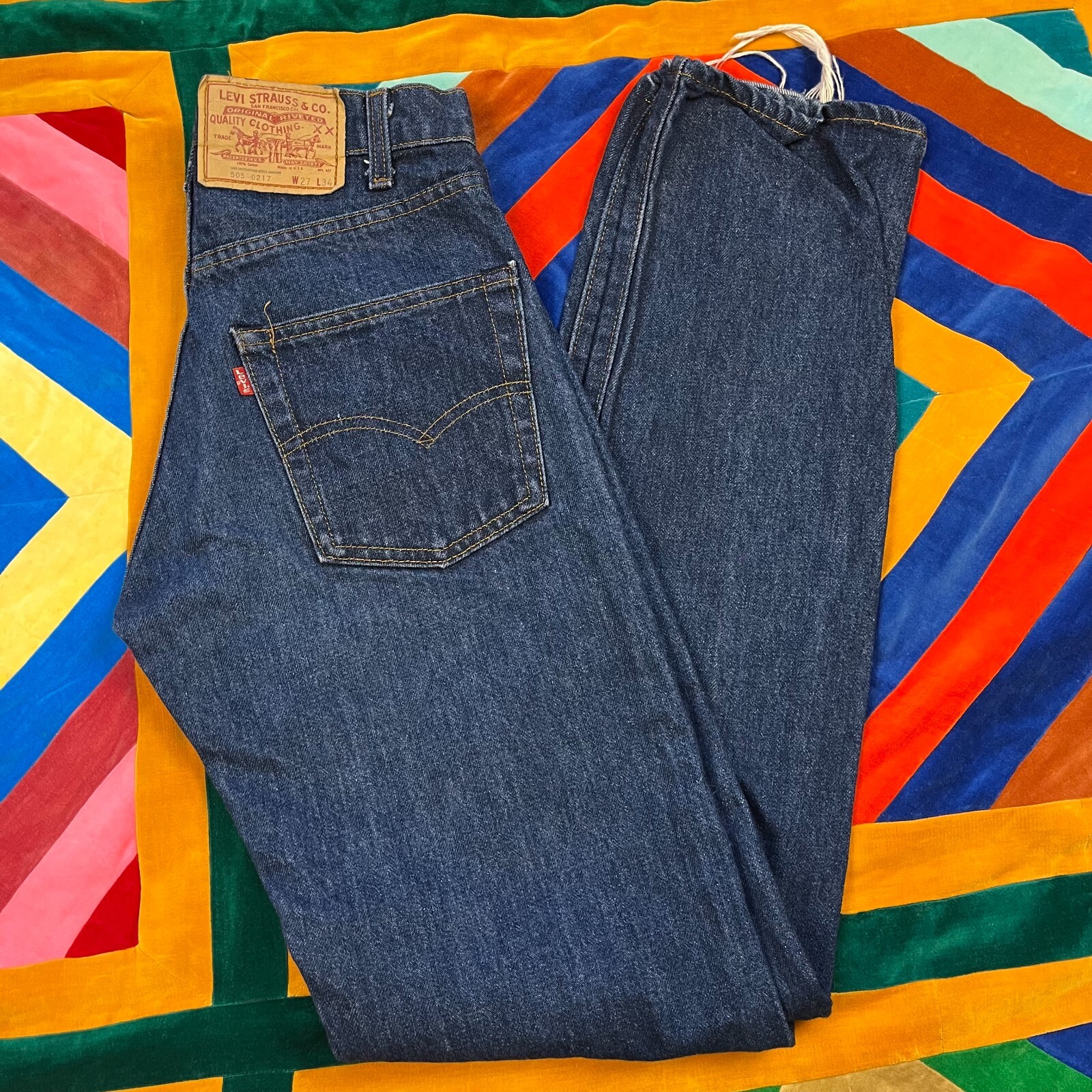Lot 2 Vintage Levis Jeans Acid Washed Blue Student Fit 701 Dark Blue 505 90s 27