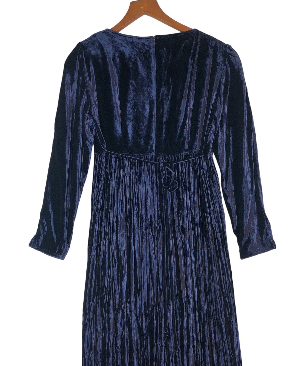 Size 8 Sharon Young Women’s Maxi Dress Navy Blue Crushed Velvet 90s
