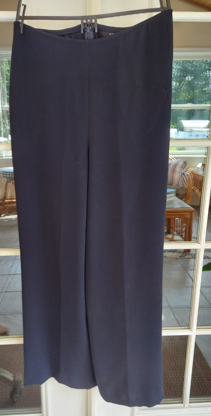 Vintage ​Linda Allard Ellen Tracy Black Triacetate Wide Leg Dress Pants Size 10