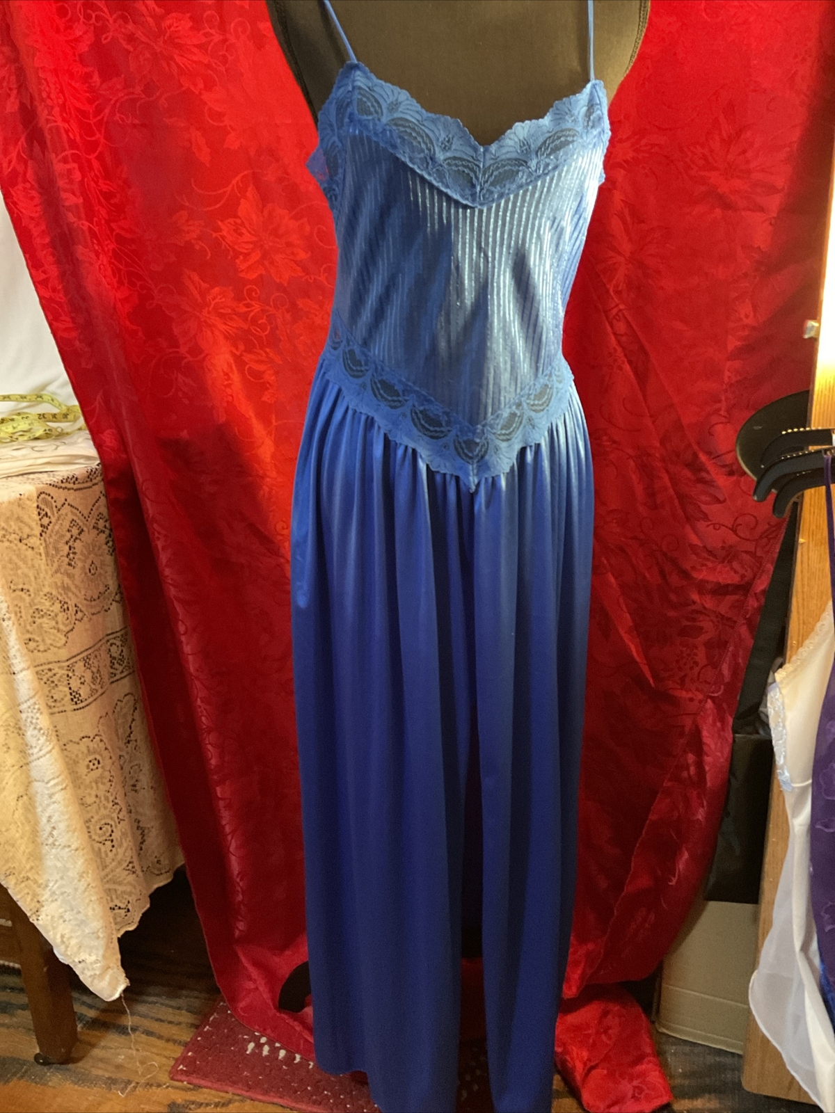 Vintage Stardust Royal Blue Sexy Nightie Gown Long Size Medium