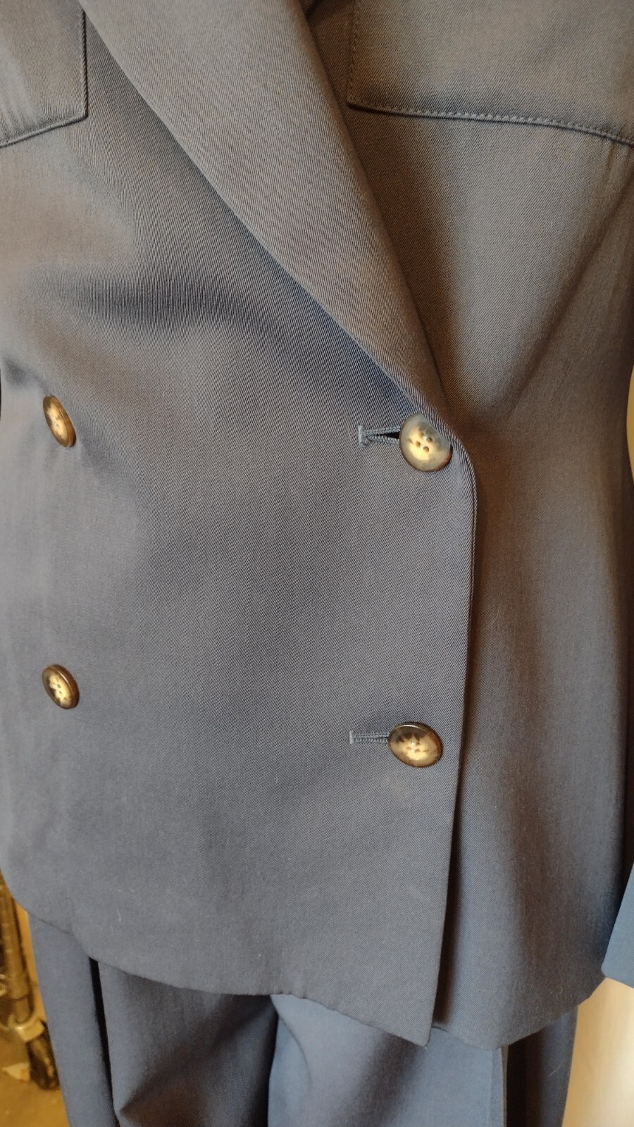 1980’s Ronaldus Shamask 2pc Pant Suit Deep Blue/Grey sz 14