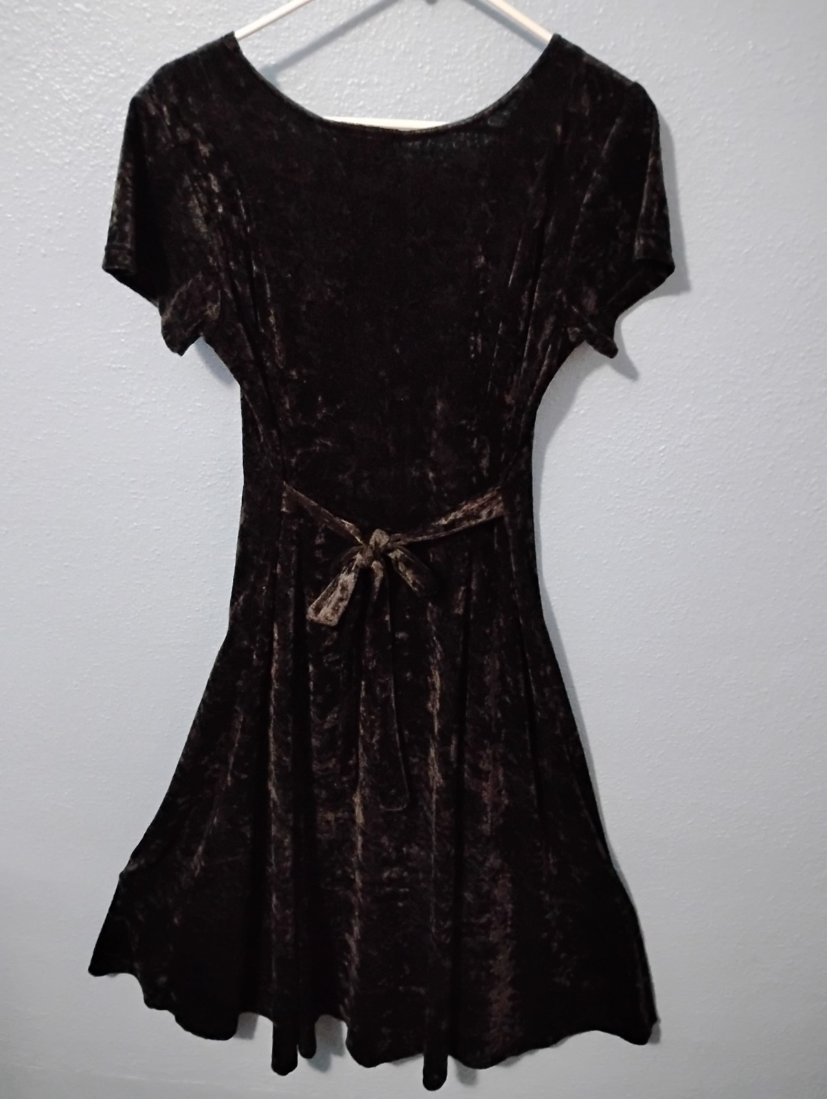 Vintage Black Crushed Velvet Dess By Miss California Apparel Size Medium