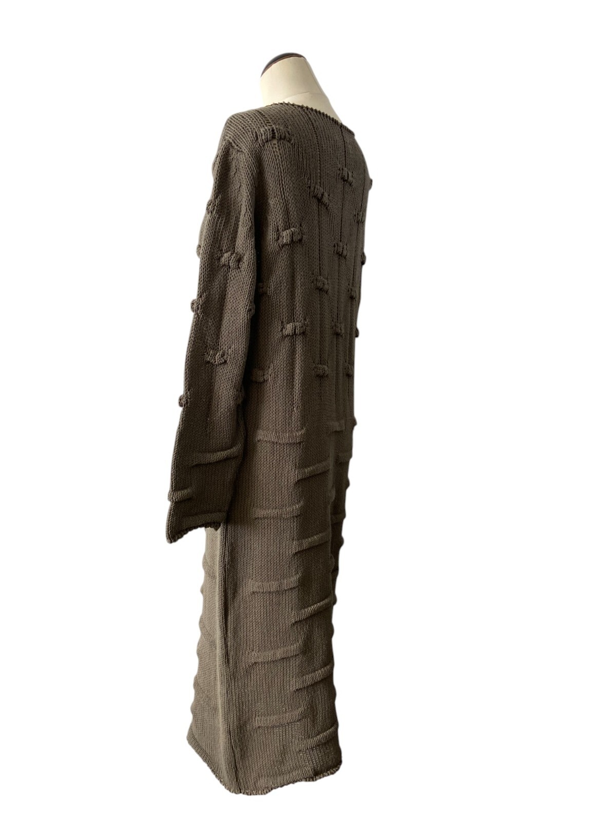 Women’s ’90s Vintage knit dress | Taupe cotton day dress made in Italy | Size M