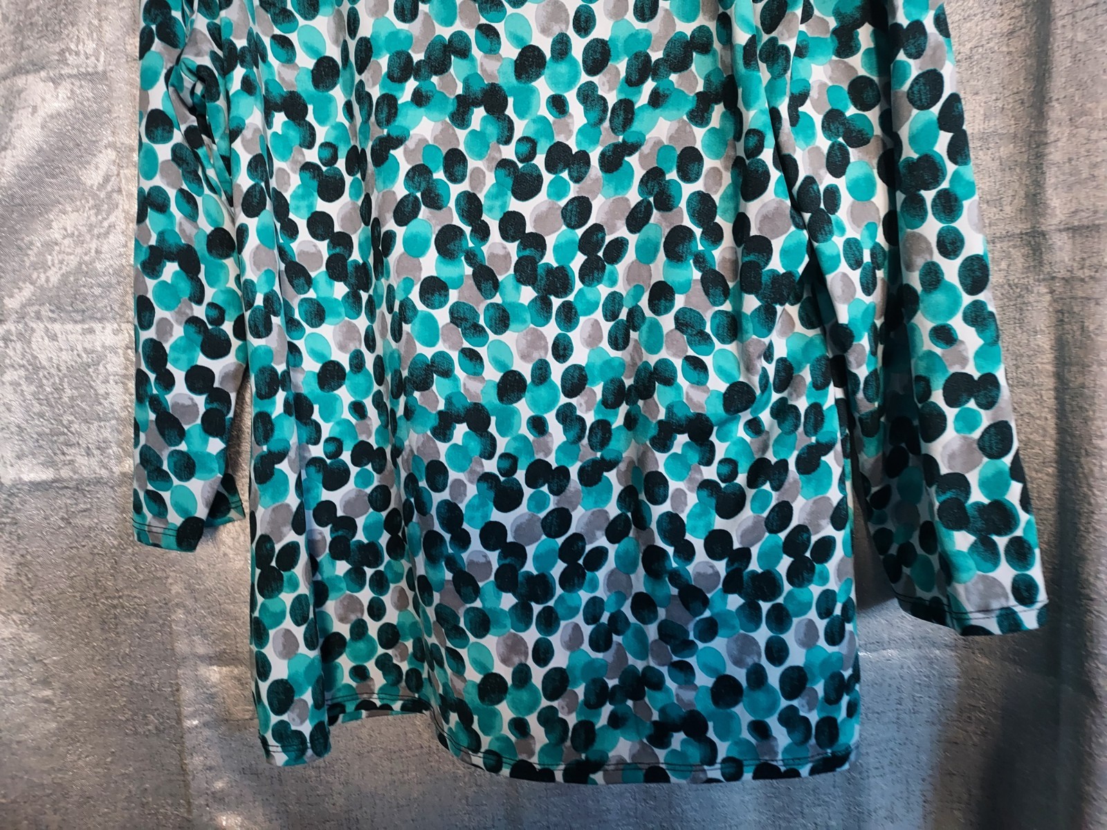Dress Barn Woman Blouse XL ruched front multicolor stretch top