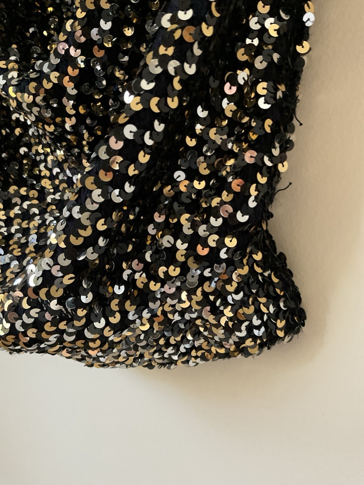 Vintage CREATIONS III Silver Gold Sequin Cowl Neck Tank Top Made In New York USA