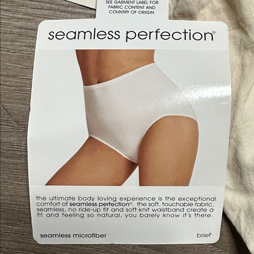 Vintage 90s High Waist Nylon Seamless Brief Panty Beige By Dim Size 8/9