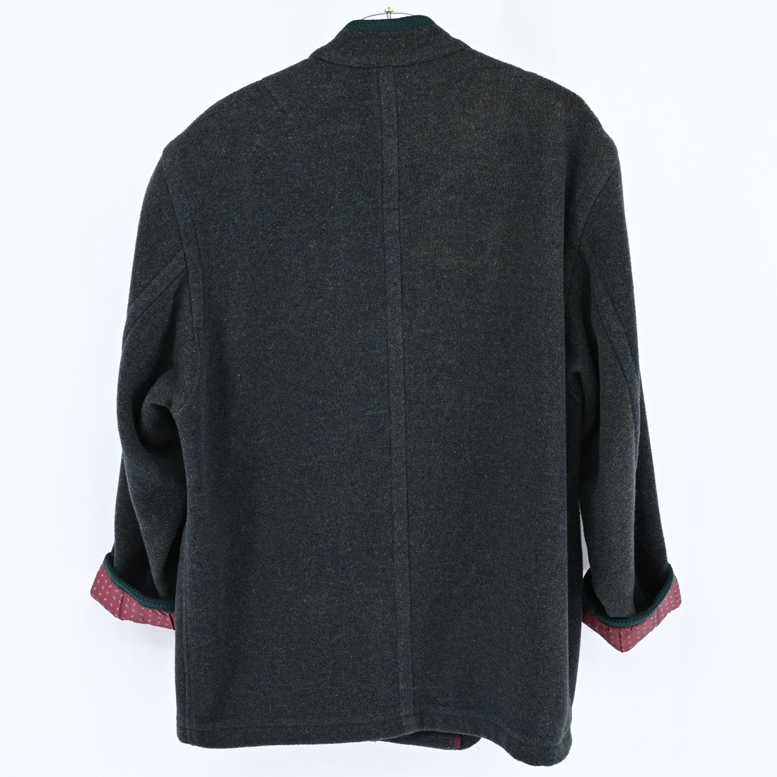 VTG Steinbock Tyrol Vintage Wool Jacket Gray Green Loden W Large Horn Buttons
