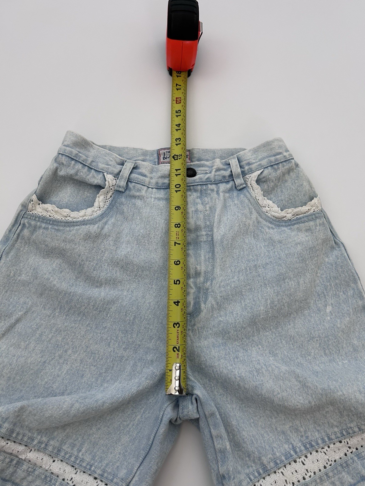 Vintage The Beverly Hills Denim Company Shorts Crochet Inset 90’s Cottagecore 7