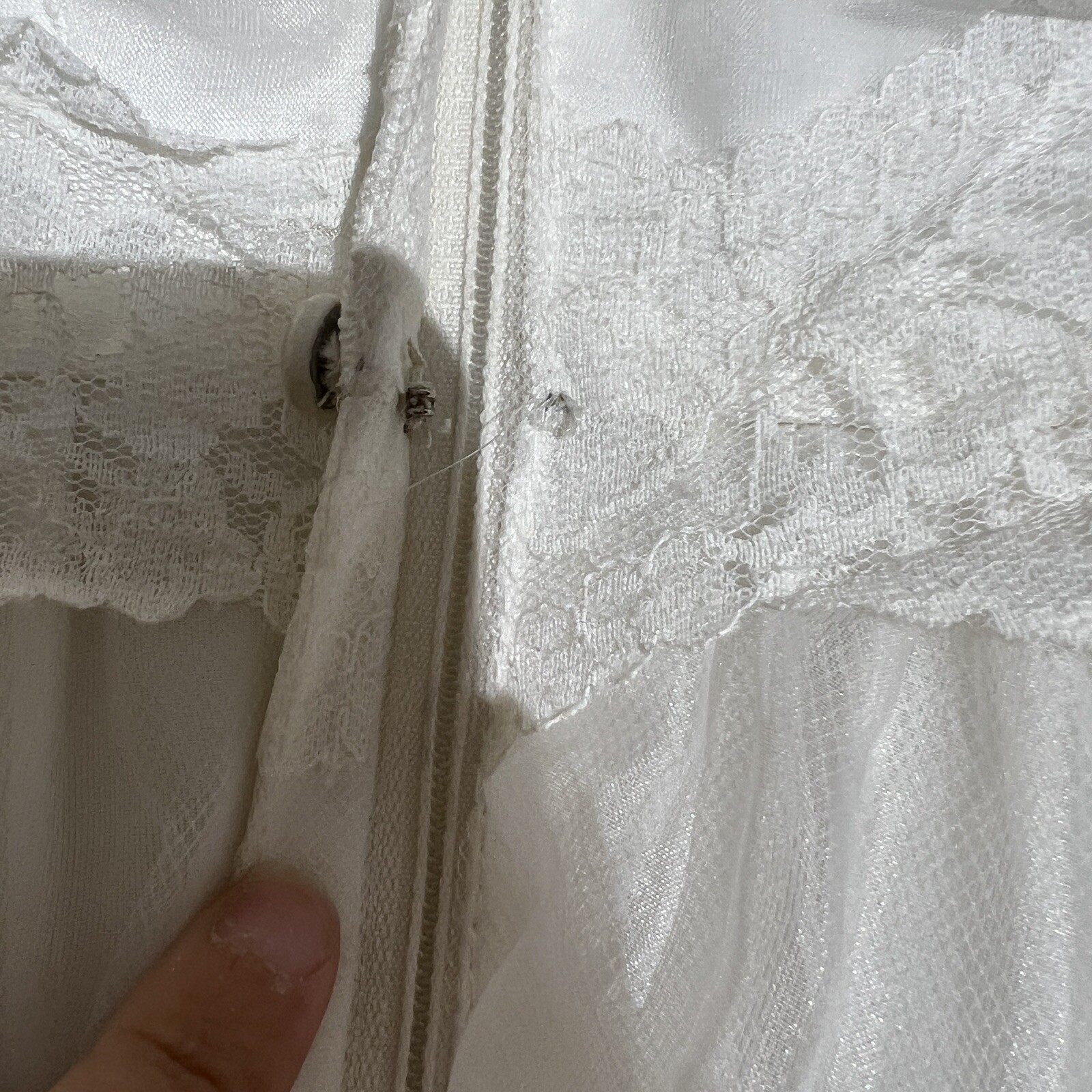 Vintage 1970s Bridal Originals White Cottagecore Wedding Dress Ruffle Lace Small