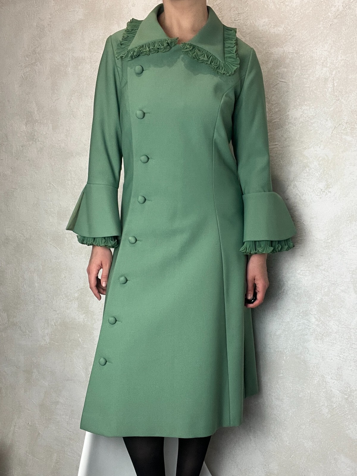 Vintage 60s/70s Ann Michael London Designer Dress Green size UK 14 US 12 M
