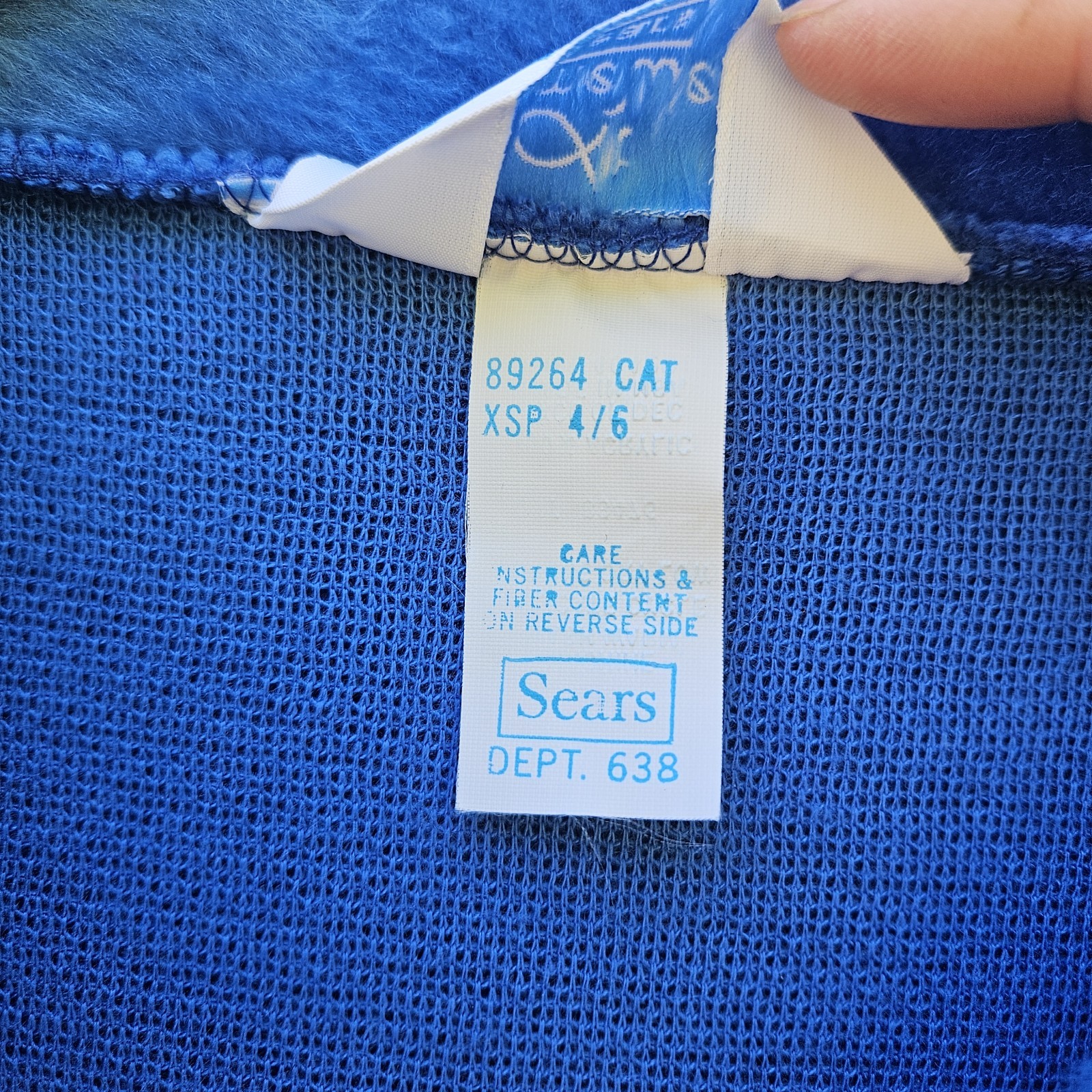 Vtg 1970s Sears At HomeWear 1/2 Zip Robe Womens XSP 4/6 Fuzzy Plush Blue Glam