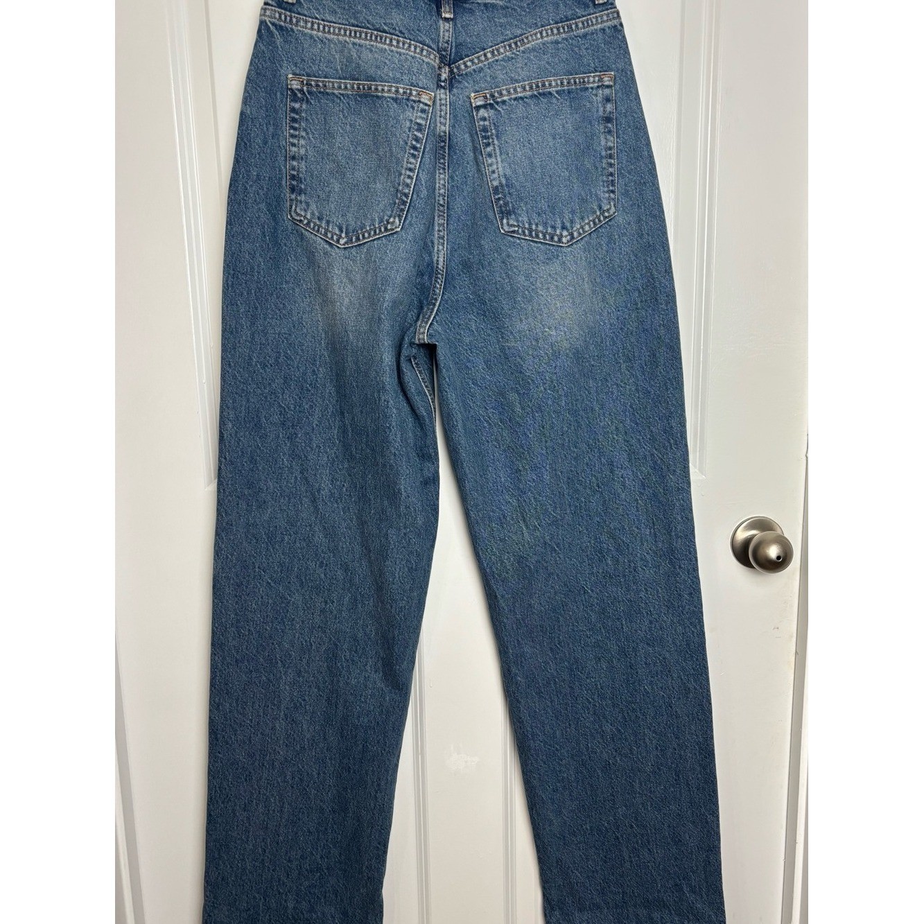 Topshop Oversized Mom Jeans High Rise Blue Denim 30×34 NWT Vintage Wash