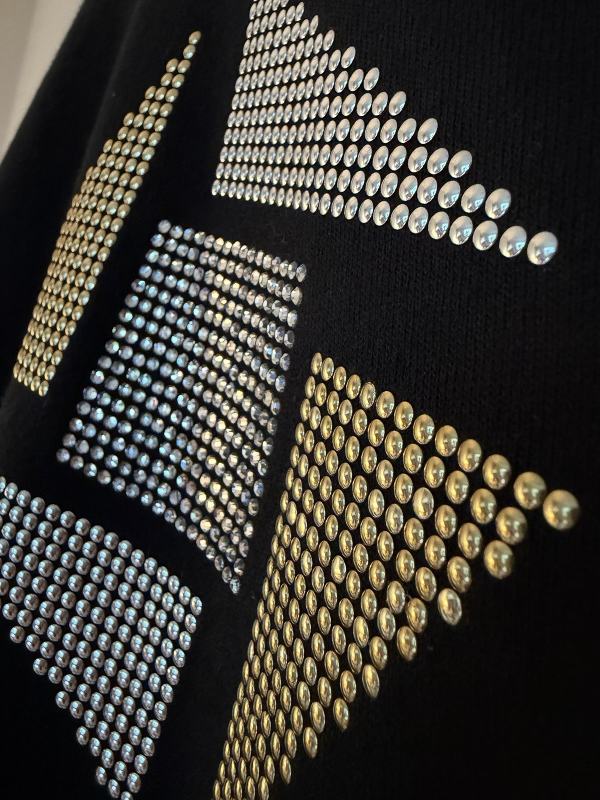 VTG 90s Y2K Christine Alexander Black Rhinestone Top Size L Swarovski Bling EUC