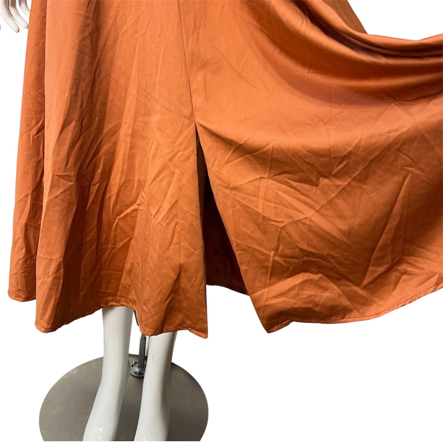 Vintage 70s Pierre Cardin Silk Halter Deep V Cocktail Evening Dress Slit Sz 10