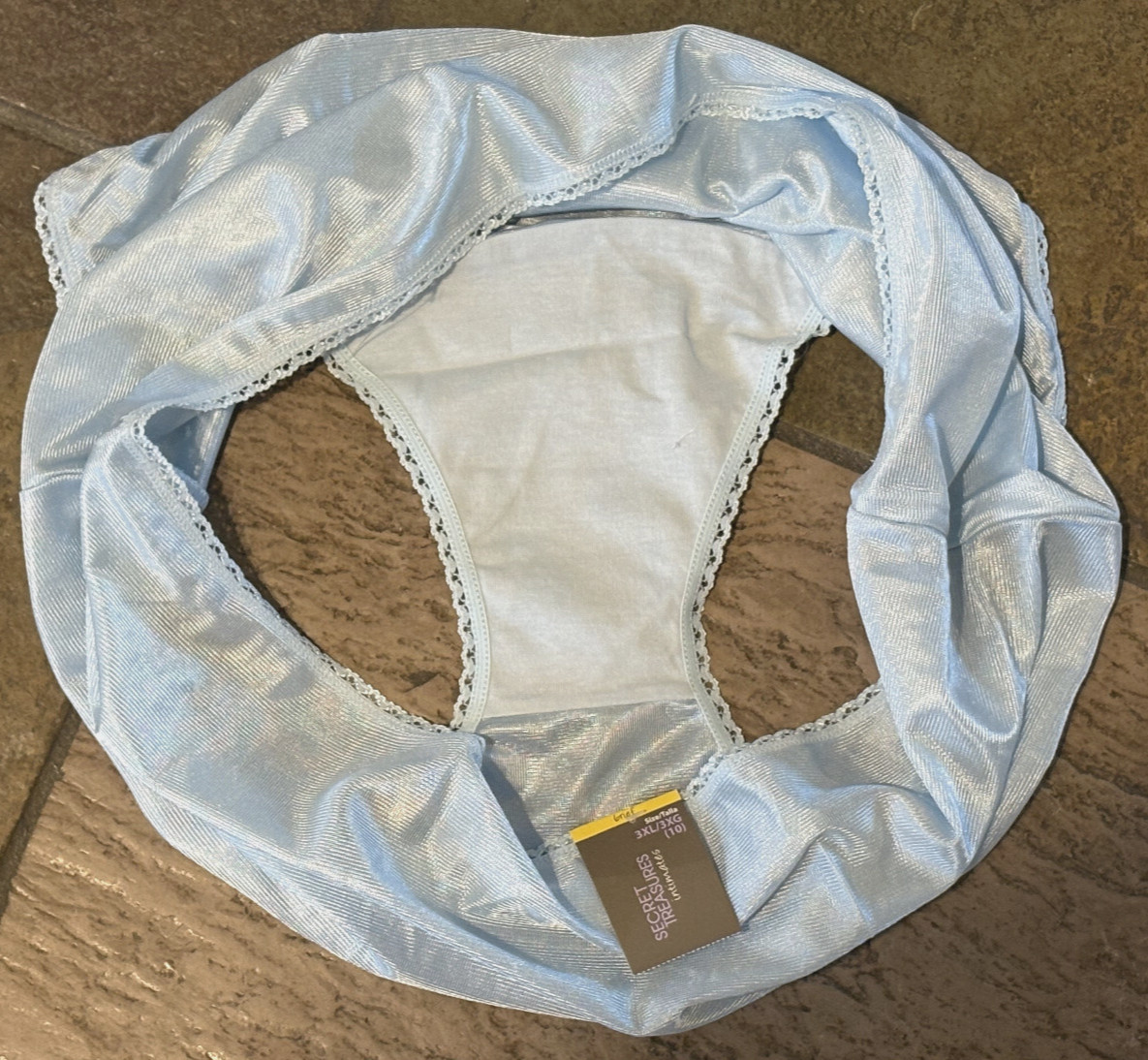 SECRET TREASURES 10/3XL BABY BLUE Silky Hi Shine SATIN Brief Panty NWT Vintage