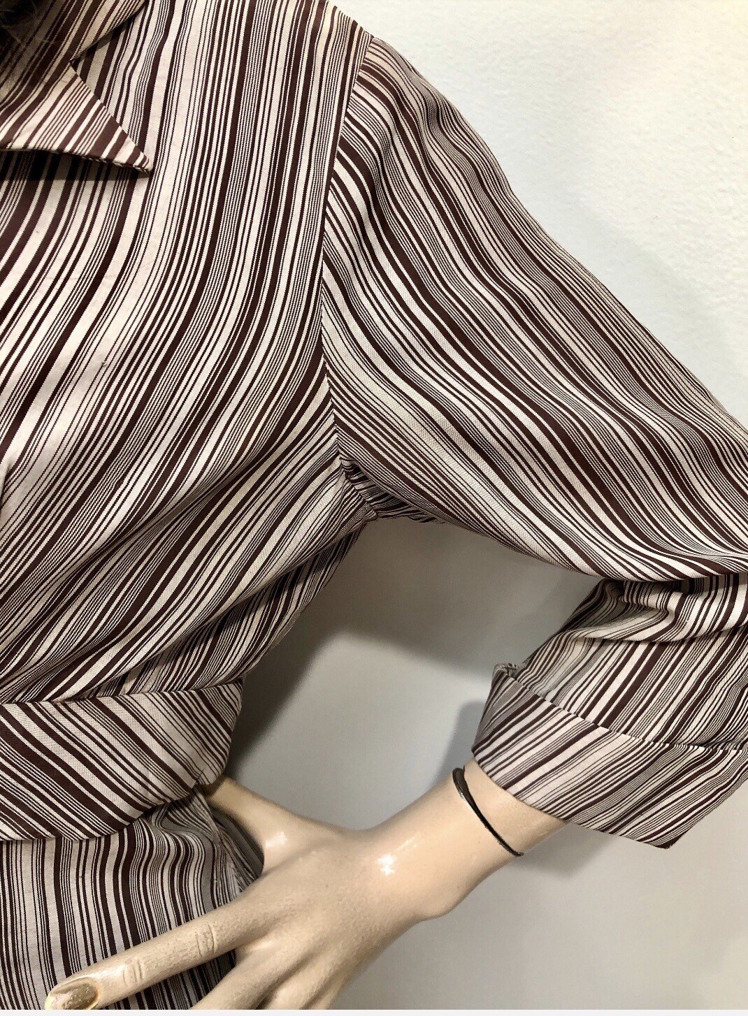 VTG 1950s PAUL SACHS ORIGINAL Rayon STRIPED WIGGLE DRESS w/TAIL at Back *SMOKIN