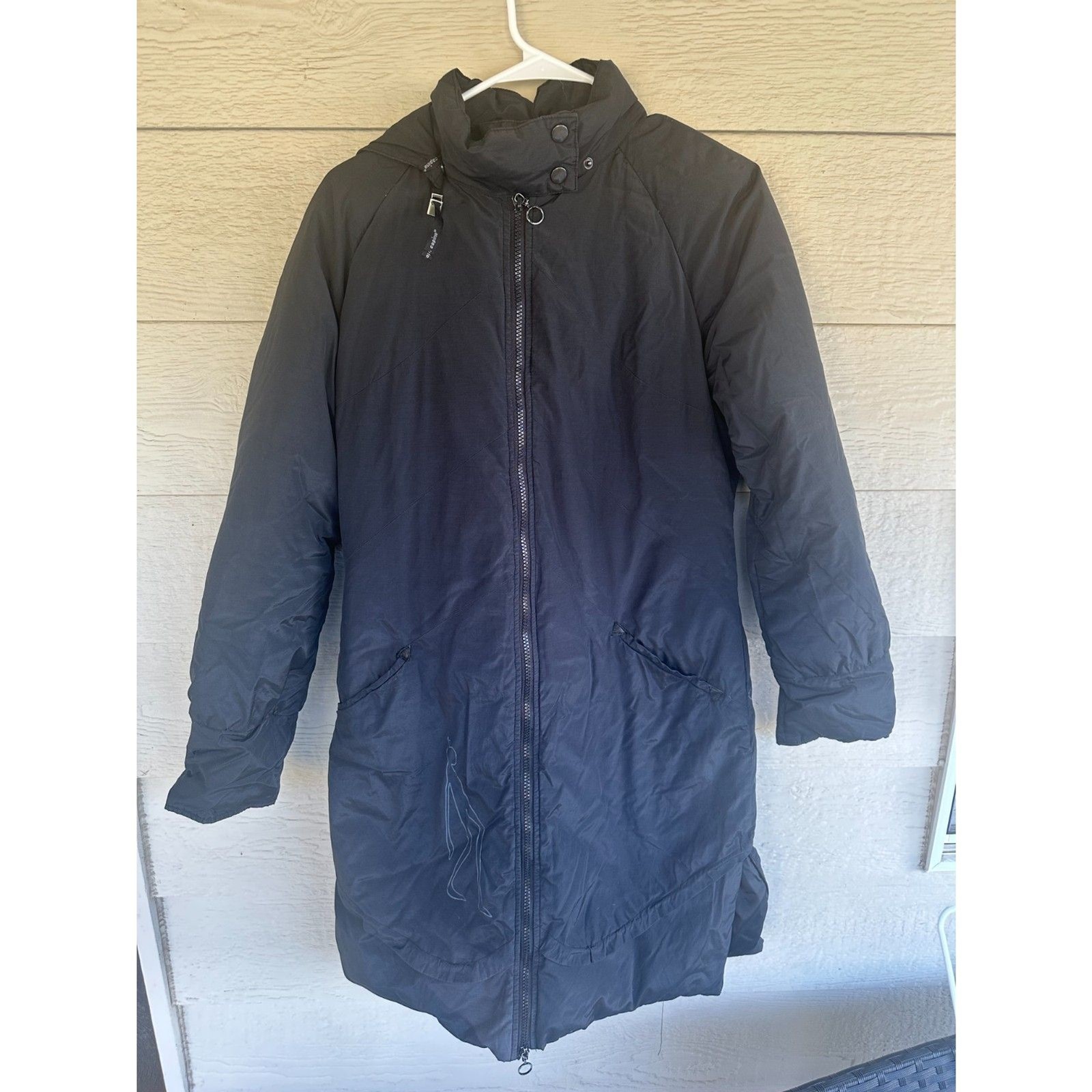 Archive Cop. Copine Paris French Text Avant Garde Long Hooded Coat Jacket