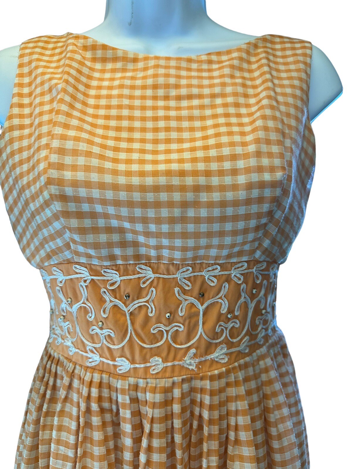 Vintage 1960’s Stanton Jrs. Gingham Cottagecore High Waisted Trill Dress
