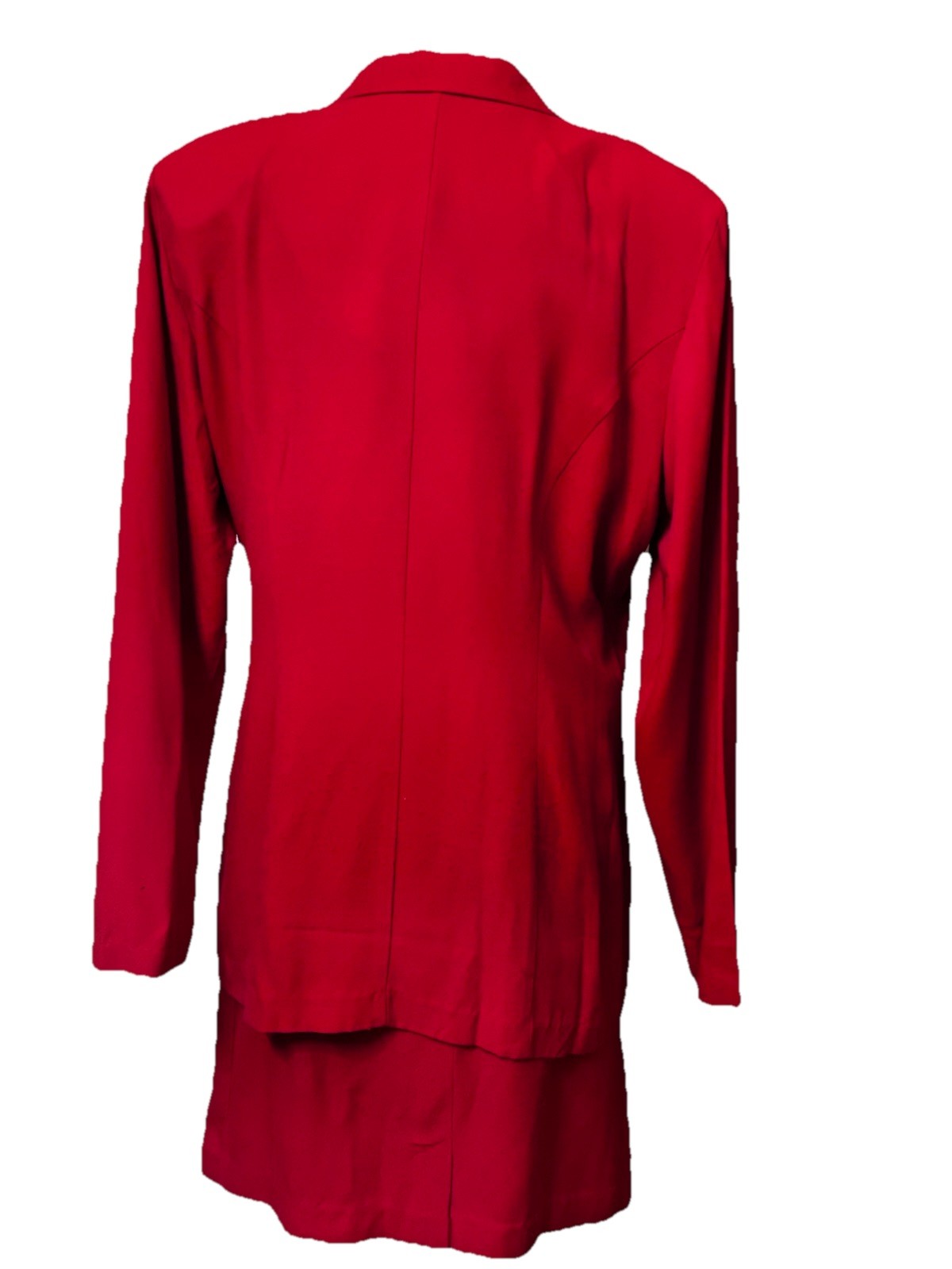 Dani Michaels Size 14 Red Double Breasted Pinstripe Blazer & Skirt Vintage 80s