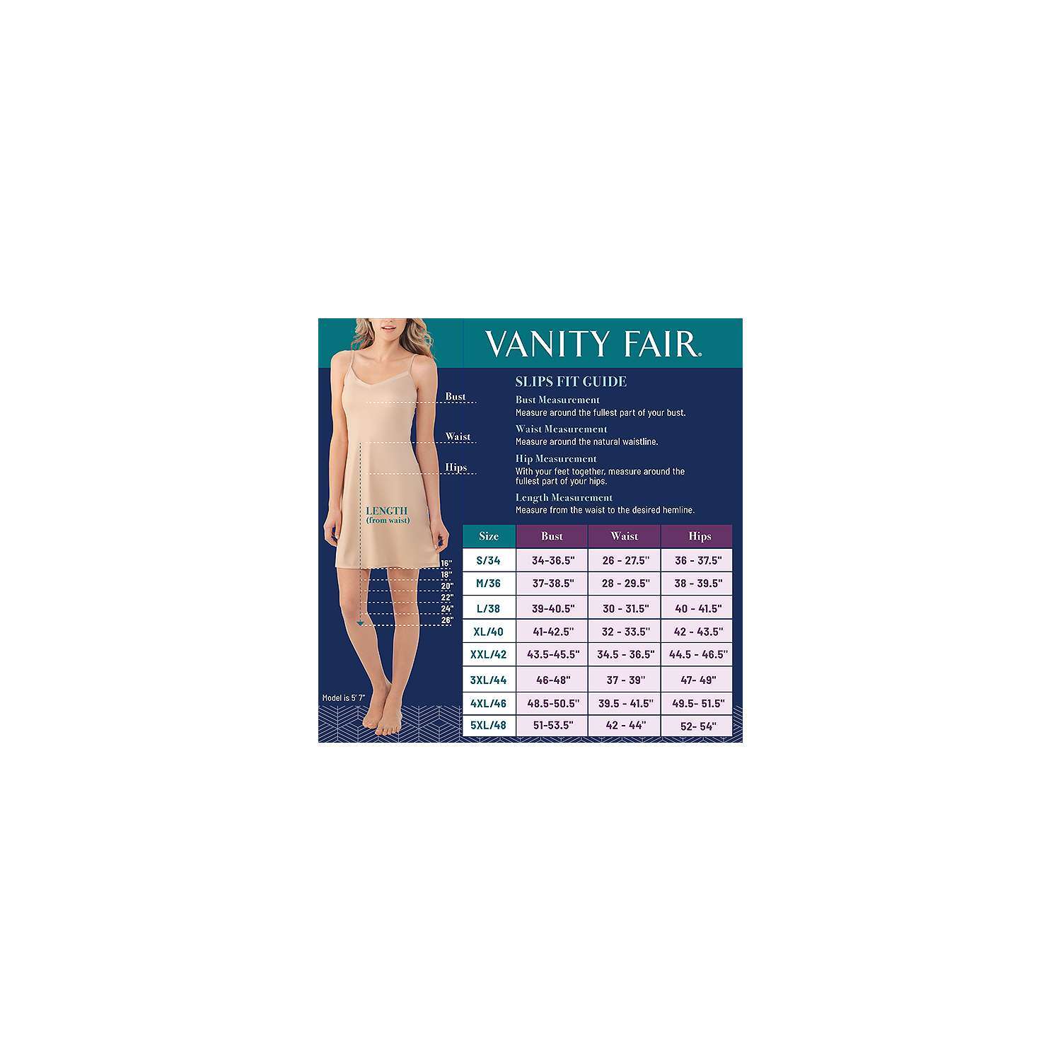 Vanity Fair Lingerie Body Foundation Pettiskirt 16in. 11072-Women’s Black Sz.S,L