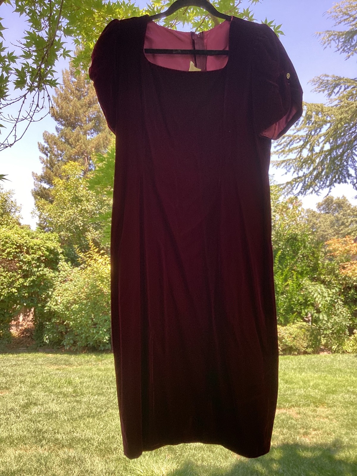 Vintage 90s Burgundy Velvet Puff Sleeve Cocktail Dress