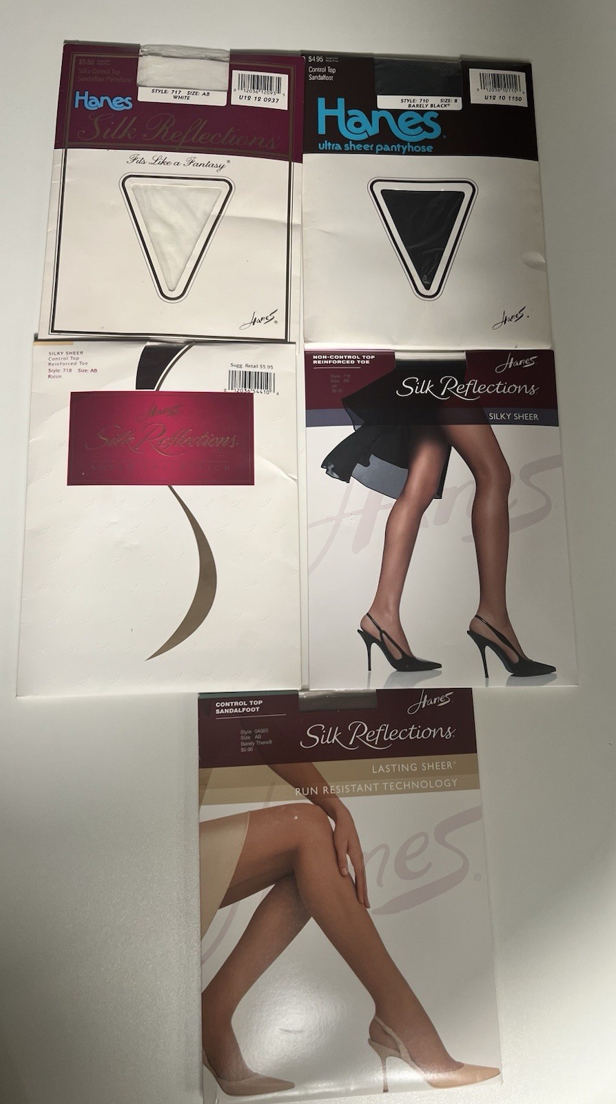 5 Pr Hanes Silk Reflections Ultra Sheer Pantyhose Hosiery Size AB/B NEW
