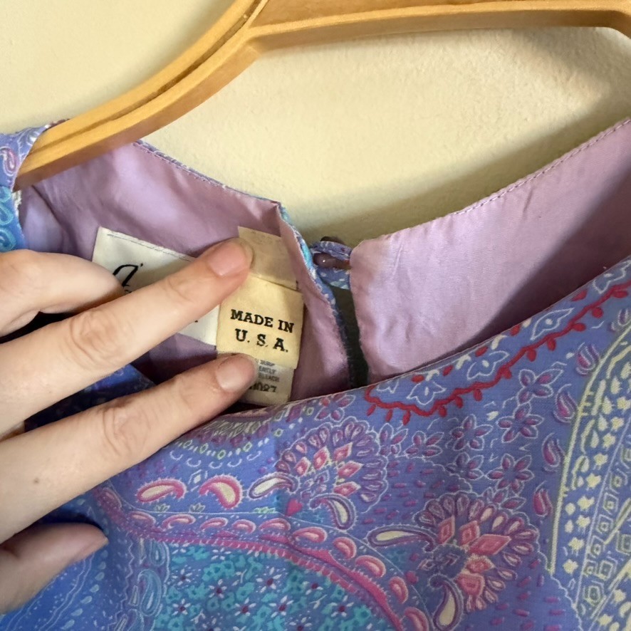 Vintase JSJ Size 6 Secretary Cottagecore Prairie Ditsy Purple Floral Paisley