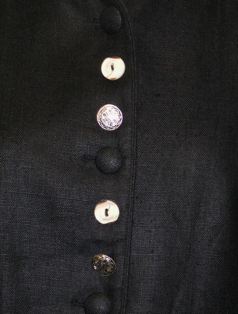 BLACK ~ LINEN German Women Summer Short Dress Skirt Pants Suit JACKET / 44 10 M