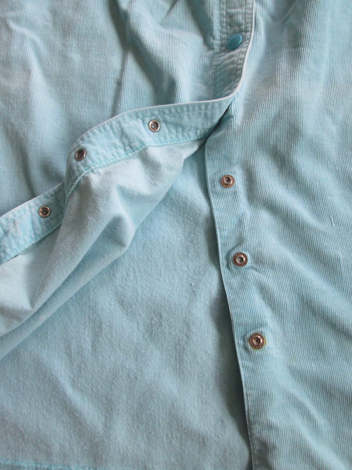 Vintage Hunter’s Glen Skirt 27″ Waist Snap Button Down Mint Blue A-Line Corduroy