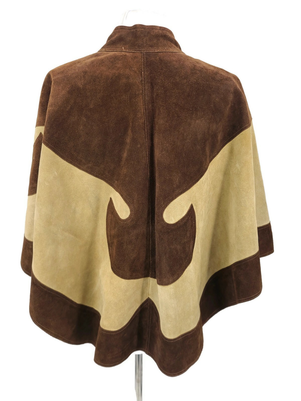 Vintage Penelope Leather Suede Cape Womens One Size Brown Swirl Mexican