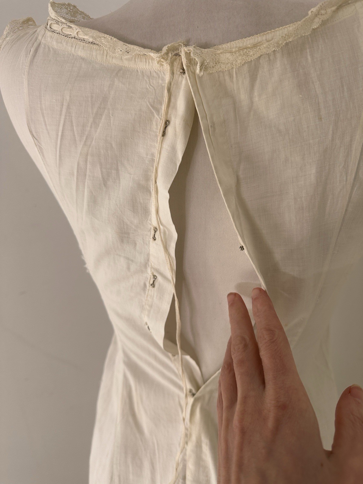 Antique Cotton White Slip Style Summer Dress