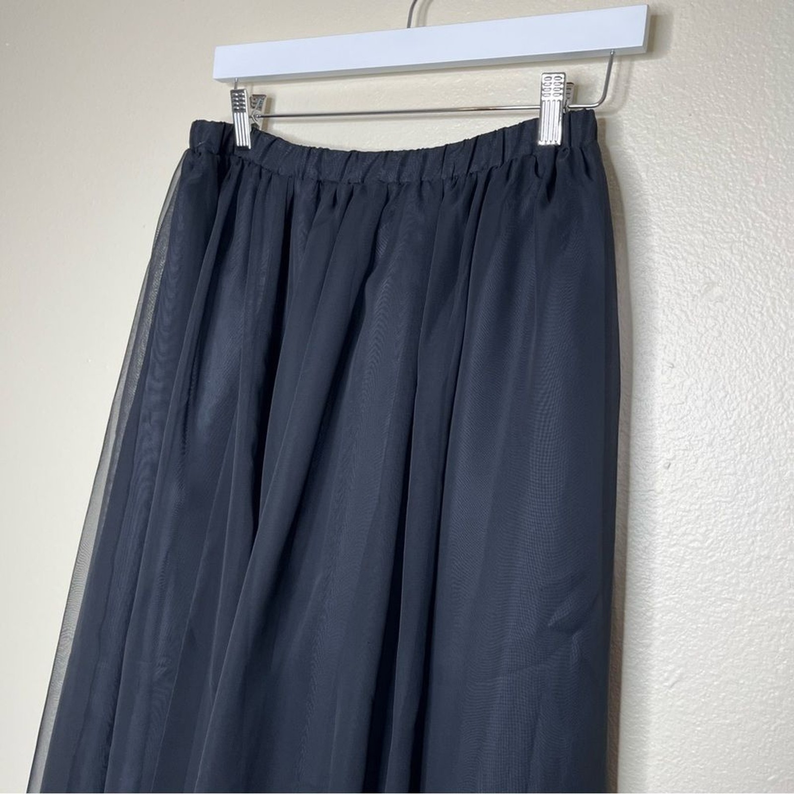 Vintage Bedford Fair Lifestyles Black Chiffon Maxi Skirt Women Size 10 Pull On
