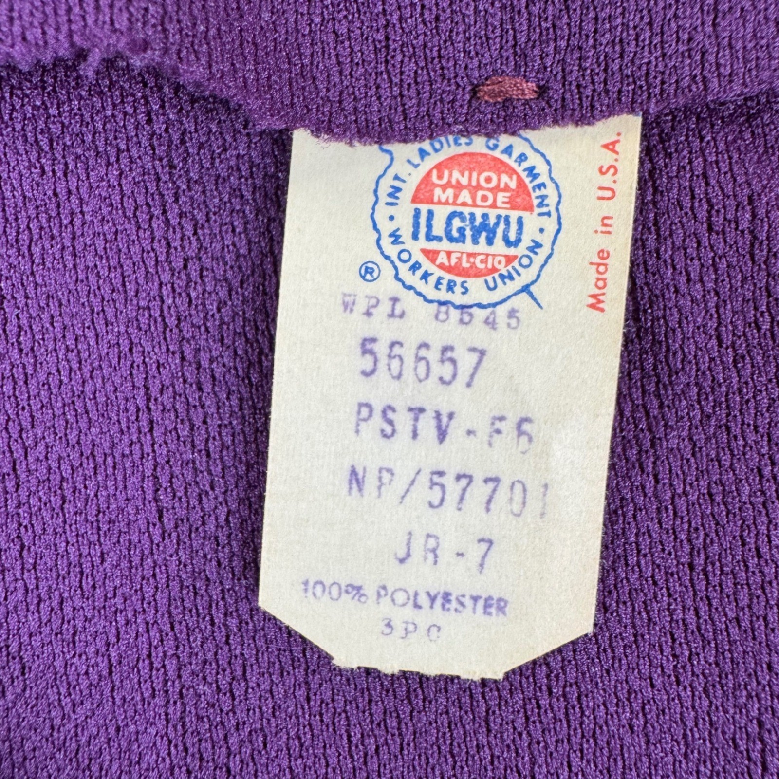 VINTAGE Lady Blair Cardigan Vest Set Womens 7 Purple 70s ILGWU Contrast Stitch
