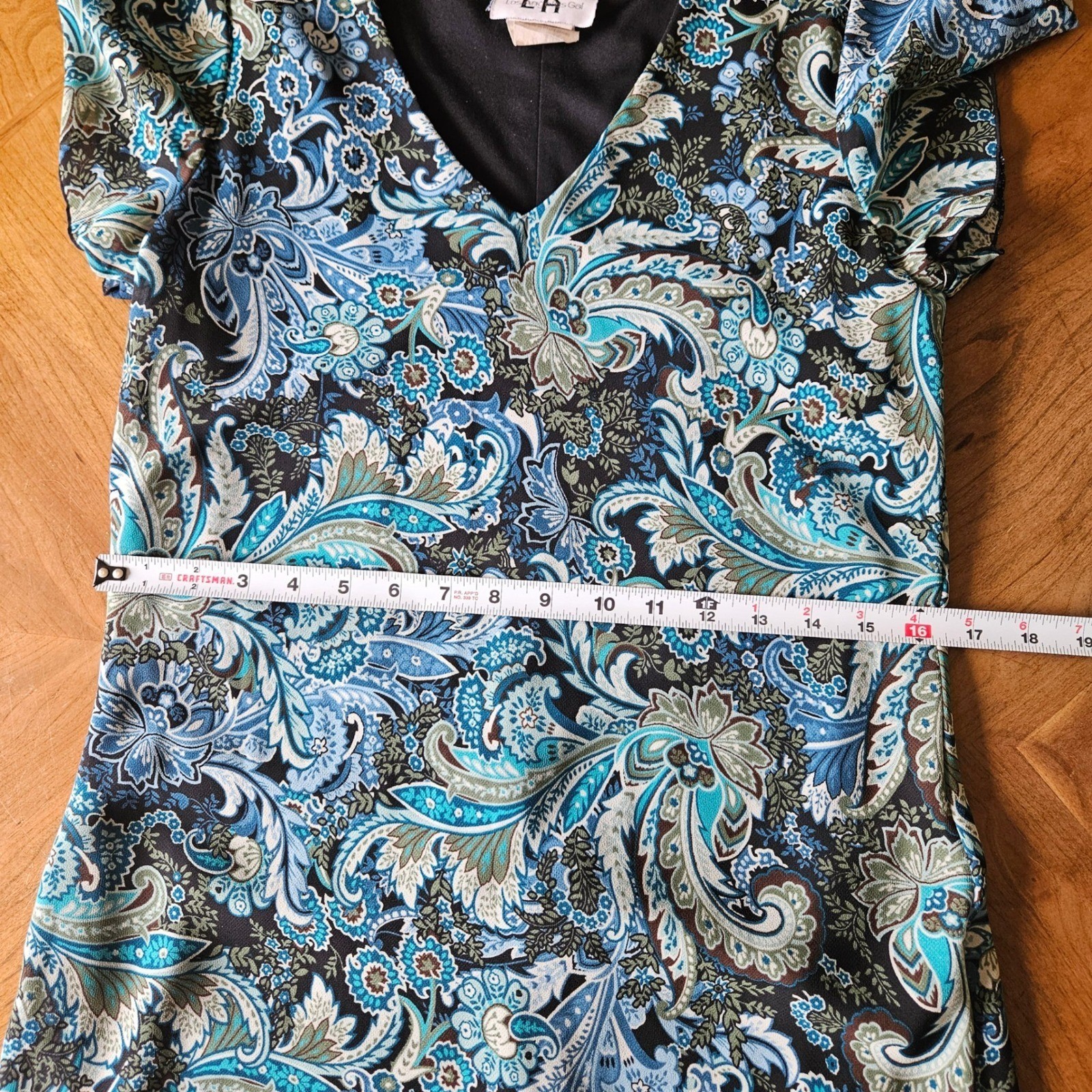 Vintage LA Los Angeles Gal Paisley Midi Dress Blue Boho Cottagecore Sz 8