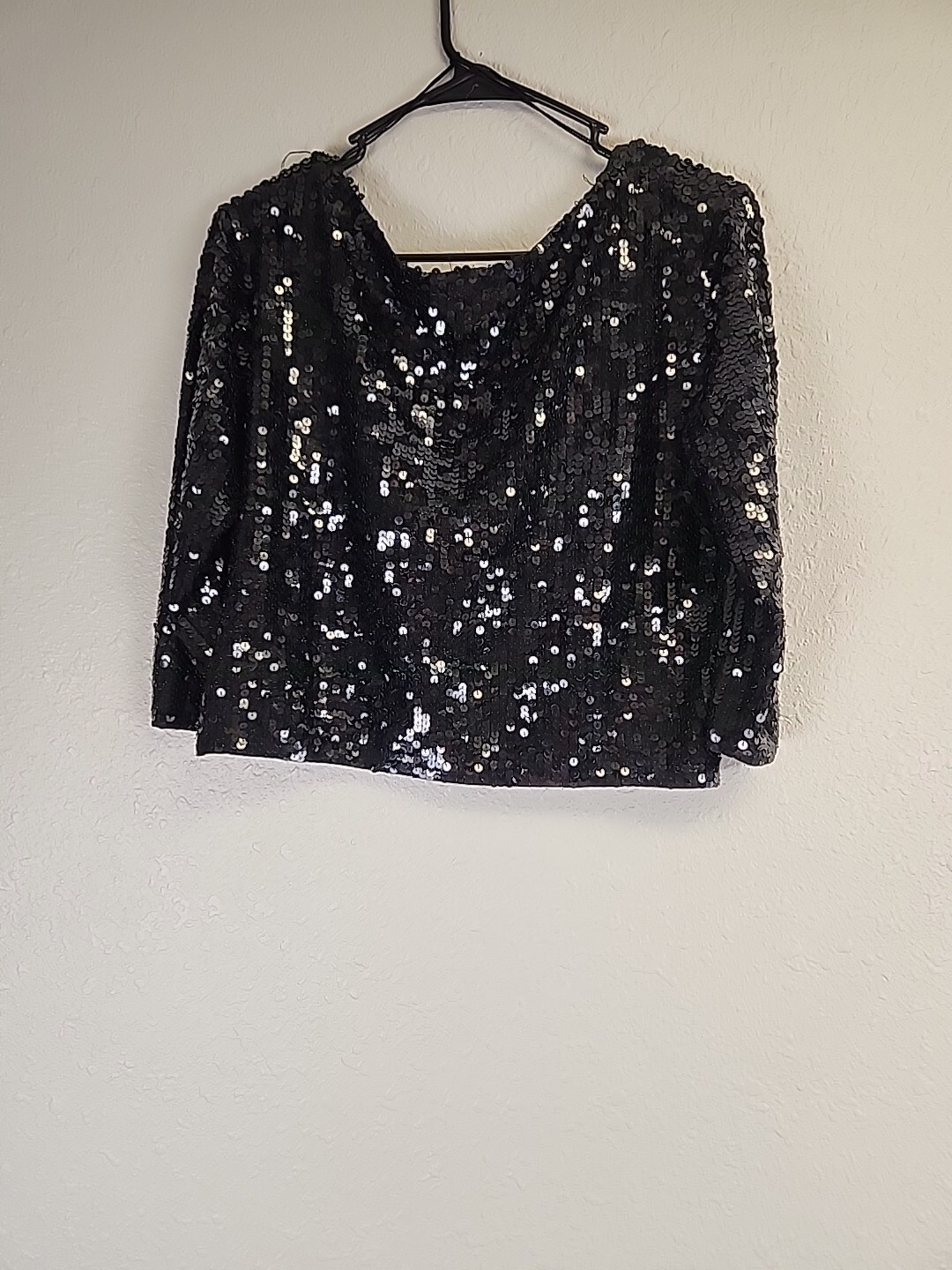 VTG Adrianna Papell Evening Essentials Black Cropped Sequined Bolero SZ S