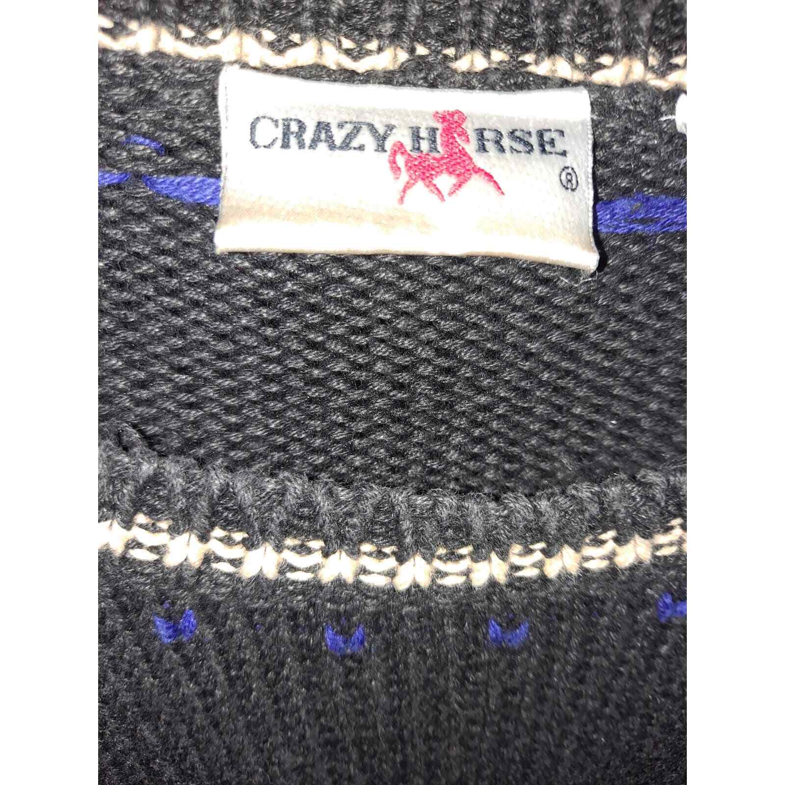Crazy Horse Black with Flowers Knit Long Sweater Size 6