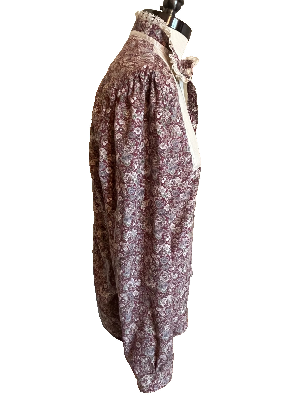 Vtg Funny Girl Blouse Shirt Size 13/14 High Neck Floral Calico Prairie Cottage