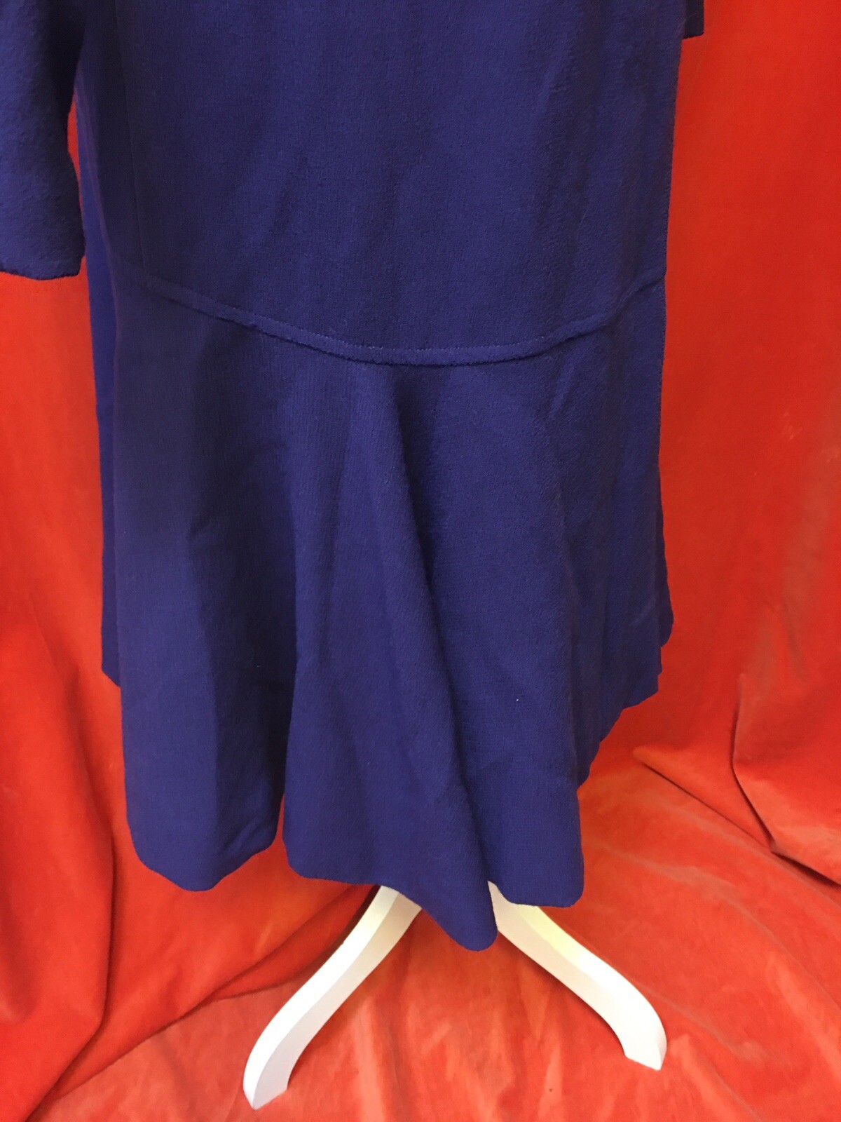 Pauline Trigere vintage 80s trumpet hem long sleeve wool dress purple size m