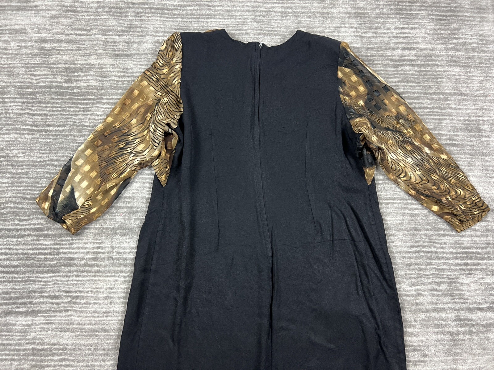 Vintage 1980s WNY Dress Womens 22 Multicolor Long Sheer Sleeve Midi Polyester