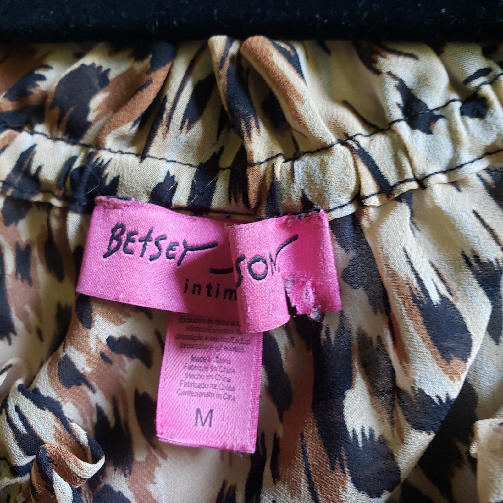 Betsey Johnson Intimates Milk Maid Ruffle Leopard Dress Party Boho Medium