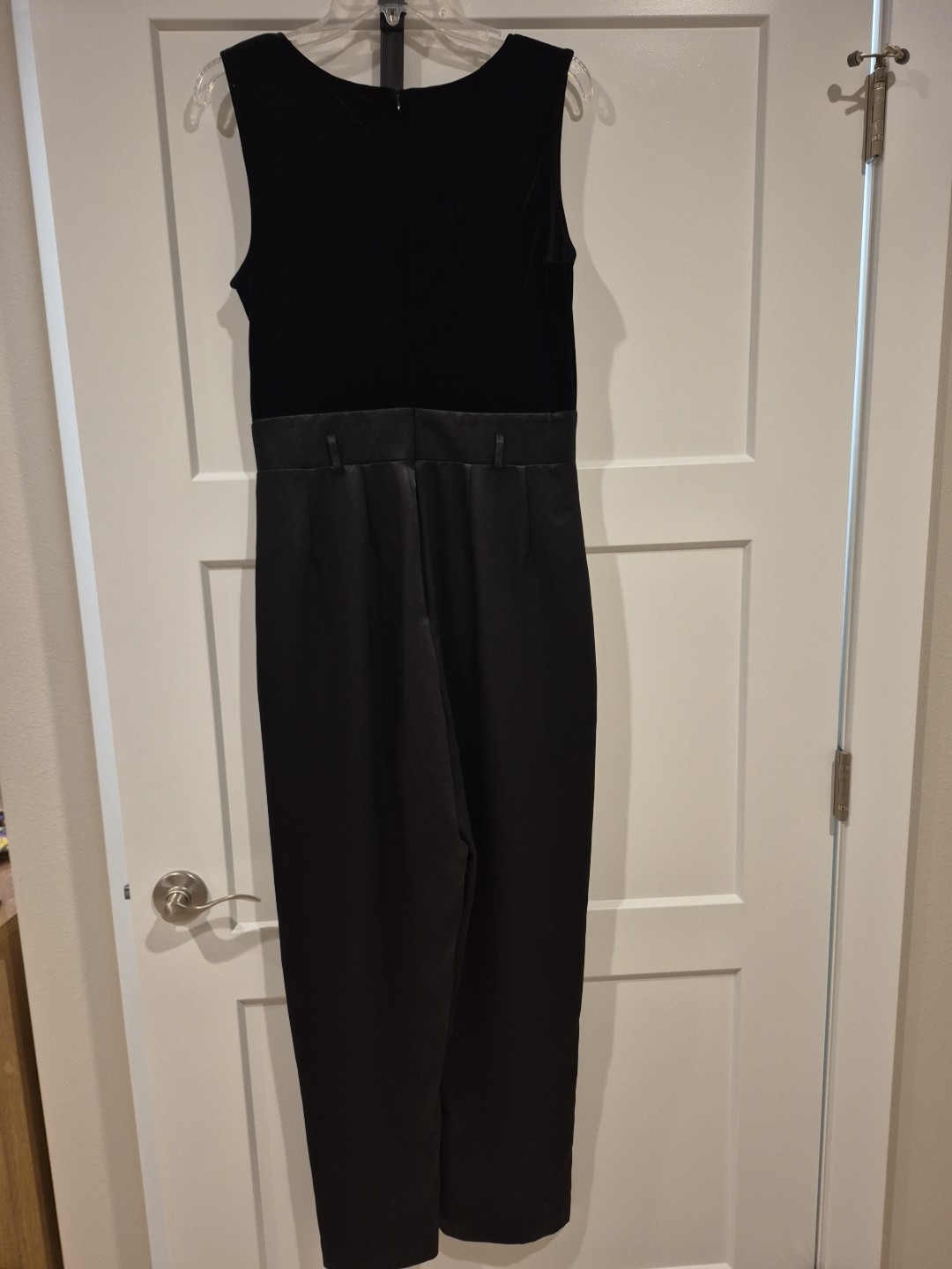 Vtg 70’s John Roberts Black Jumpsuit Velvet Top Stretch Sleeveless Belt Sz 10