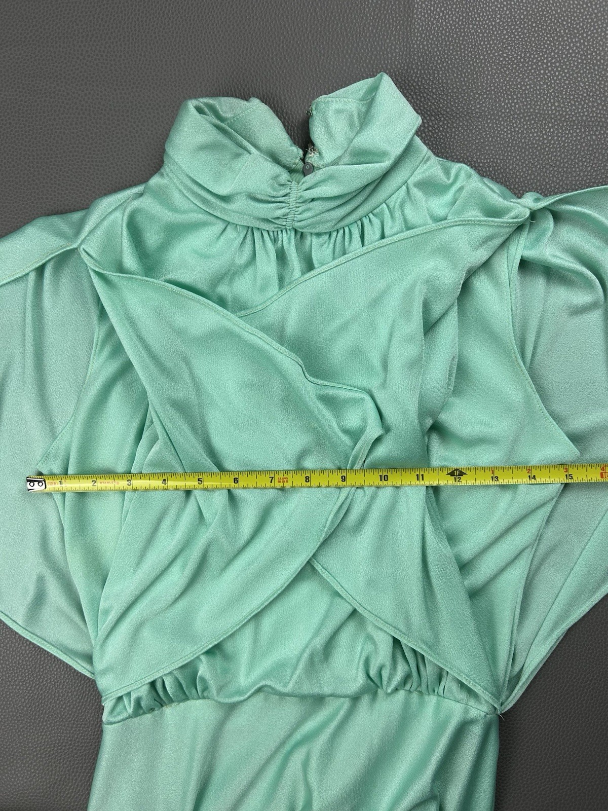 Vintage 1970s Mint Green Dolman Sleeve Maxi Dress Greek Goddess Flowy Size 12