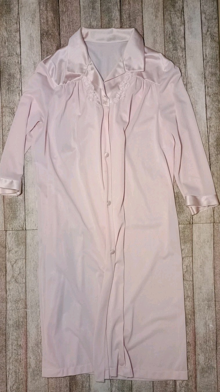 Vanity Fair 3 Piece Pajama & Robe Set Sz 34 Pink Nylon Feminine Classic Vintage