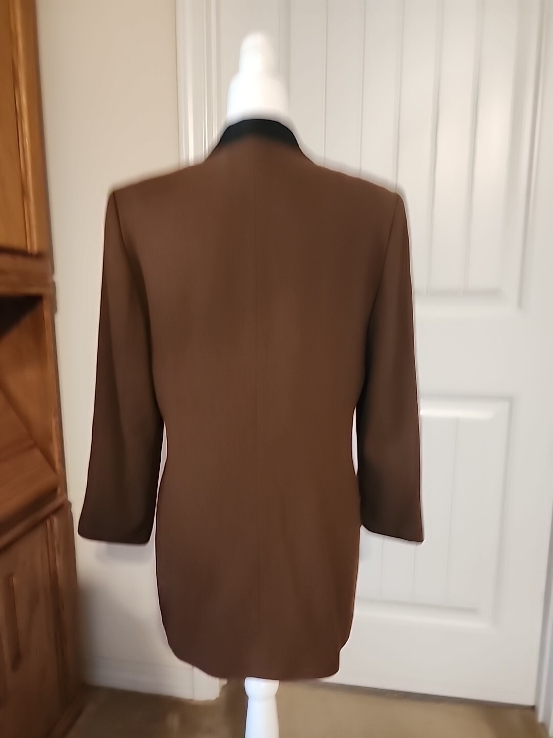 Vtg Oleg Cassini Brown Blazer With Black Velour Trim And Skirt Set Size 10