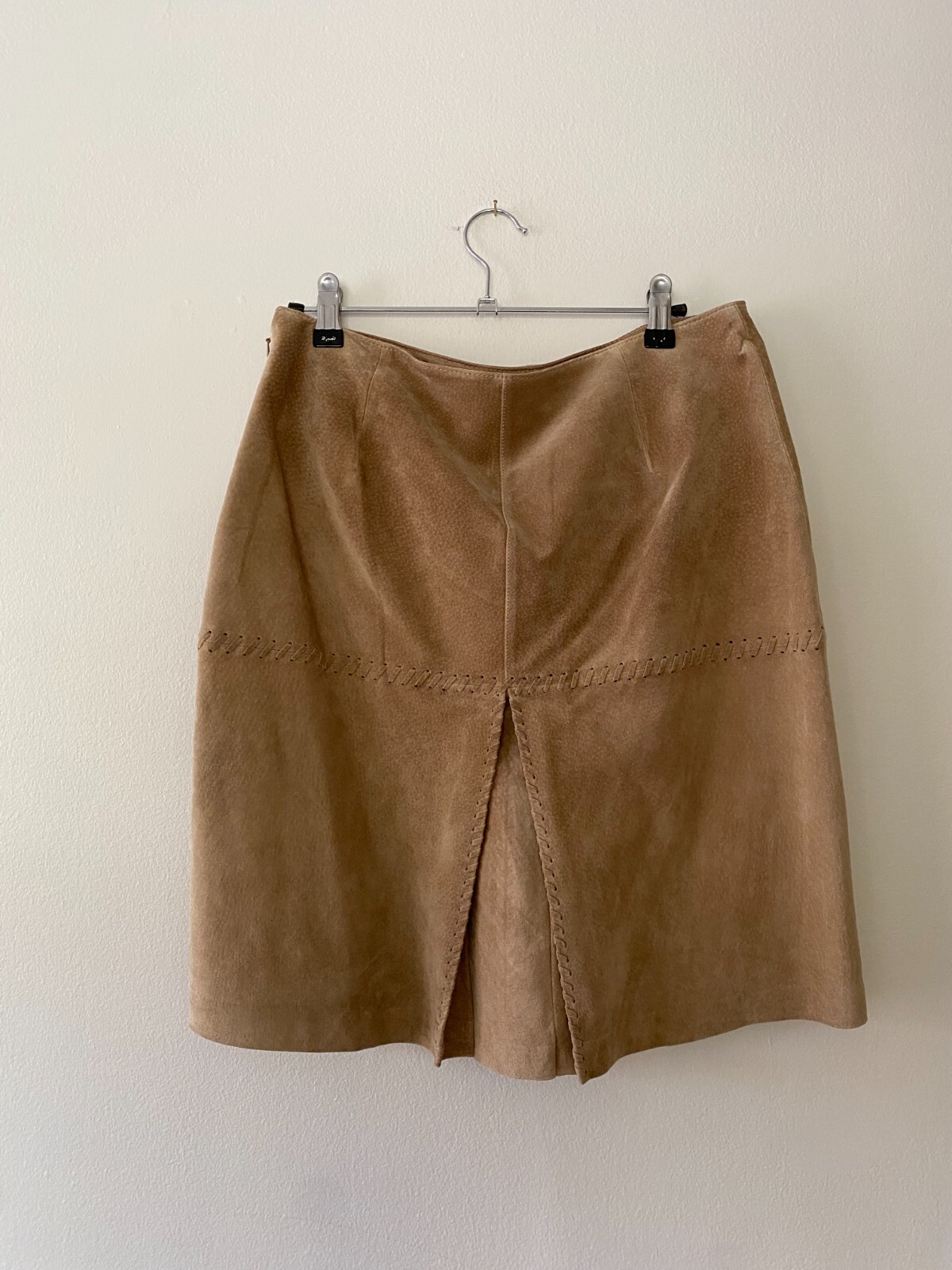 Vintage Worth y2k Suede Braided Detail Mini Skirt Boho Western Bella Hadid read*