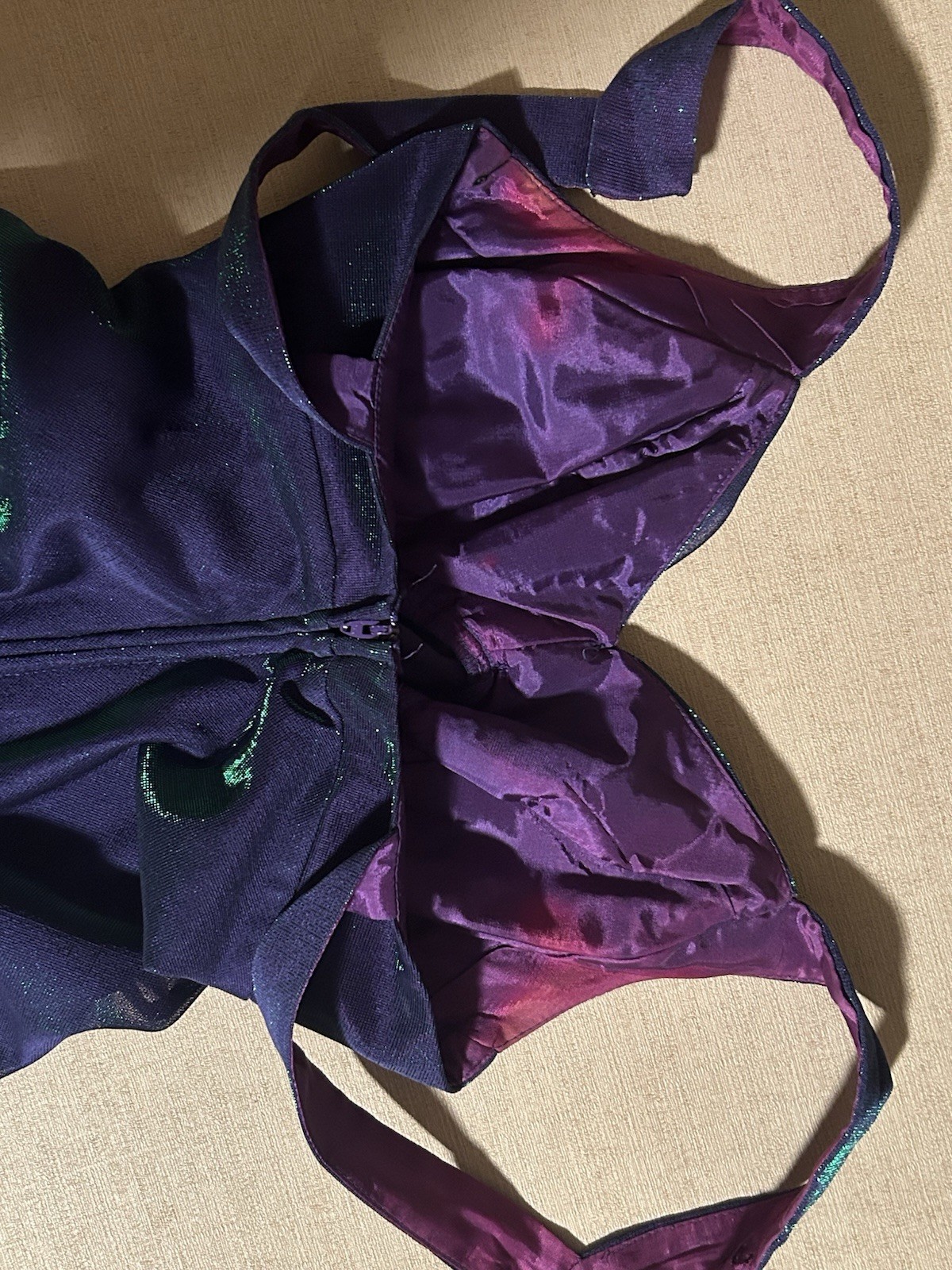 Vintage Y2K Iridescent Purple And Green Metallic Maurice’s Halter Formal Dress