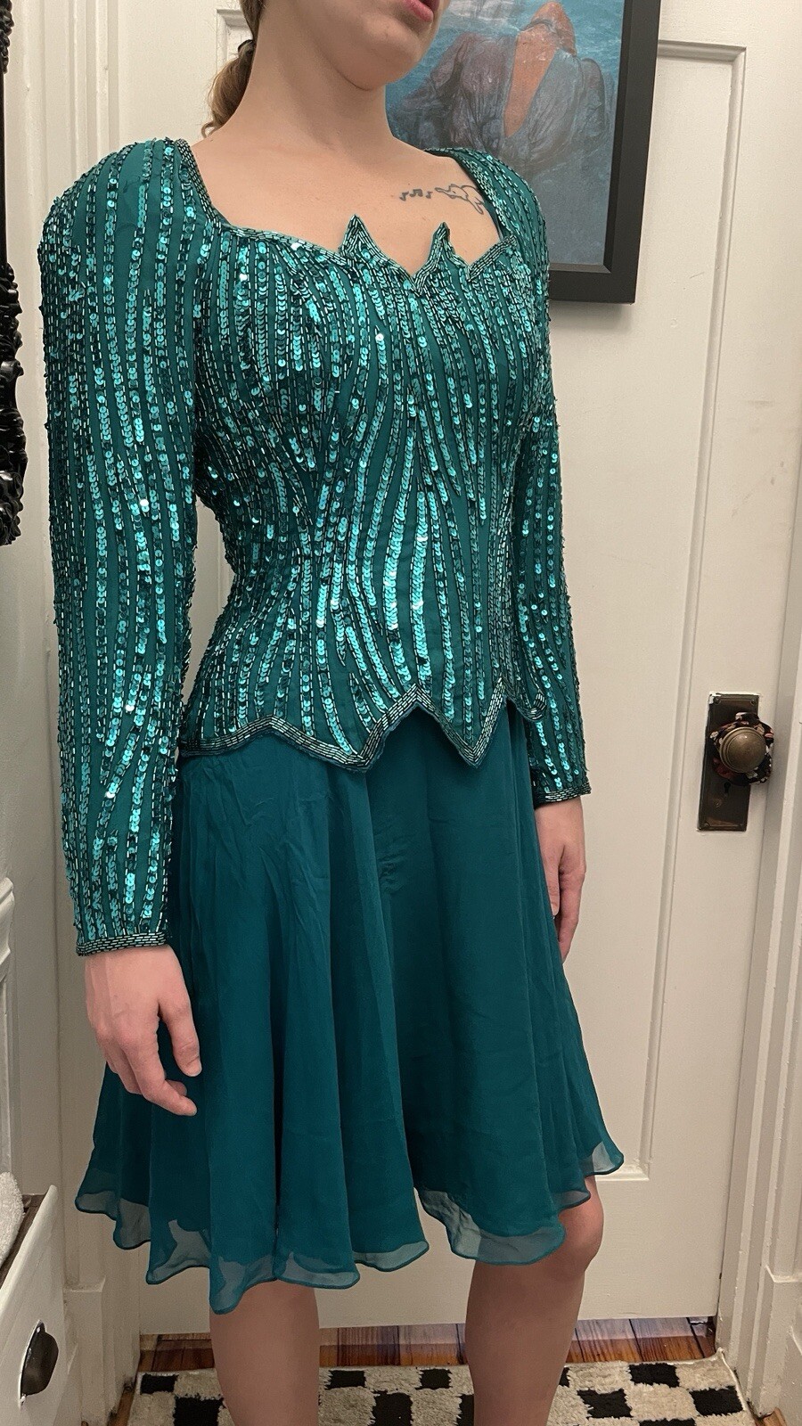 Niteline Della Roufogali 2 Piece Dress Womens 8 Silk Sequin And Beaded