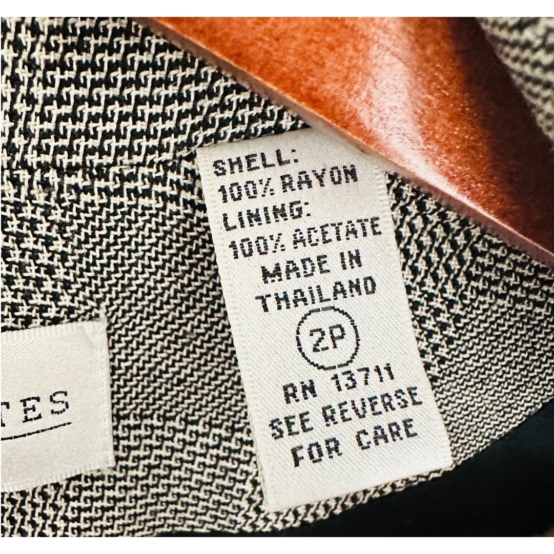 Vtg Cropped Blazers Black/White Herringbone Check Size 2P Double Breasted