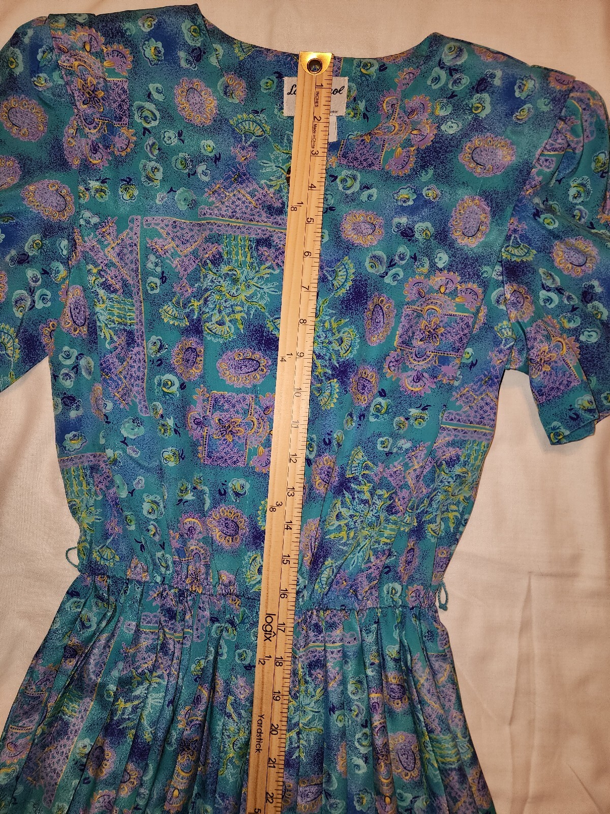 VTG Lady Carol Petites Of New York Pleated Floral Office Dress With Belt Size 8