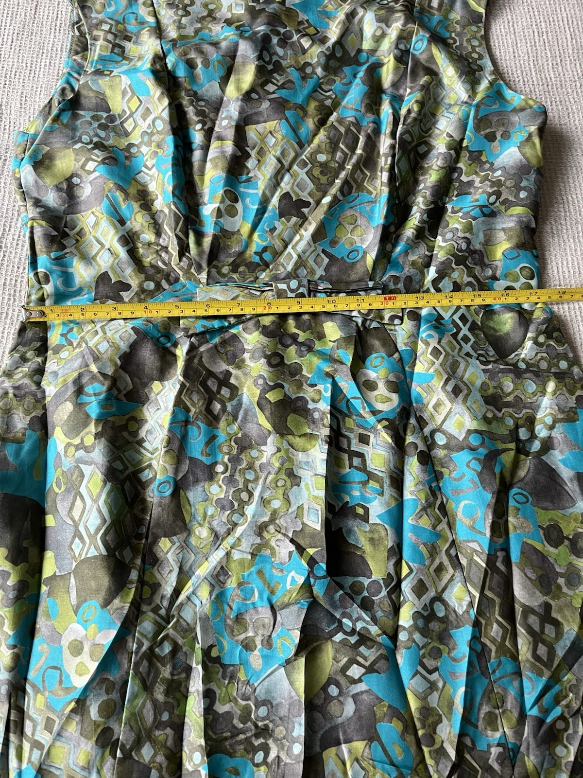 Vintage 1960’s Pure SILK Paul Brook Of London Teal palette sheath dress Sz 18